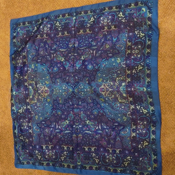 Accessories - Blue, lime green, and purple silk scarf